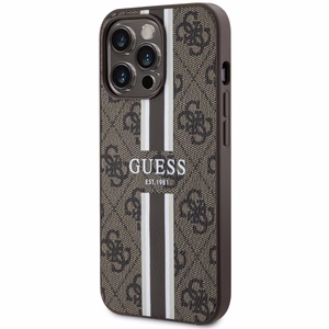 Guess GUHMP13XP4RPSW iPhone 13 Pro Max 6.7 ruskea/ruskea suojakuori 4G Printed Stripes MagSafe