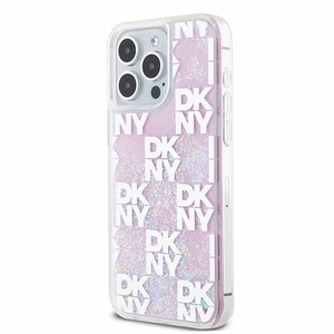 DKNY iPhone 15 Pro Max 6.7" Vaaleanpunainen Suojakuori Liquid Glitter Multilogo