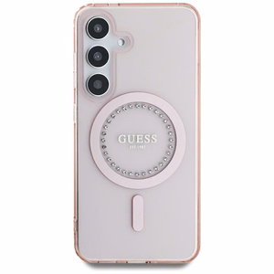 GUESS Suojakuori Samsung S25:lle GUHMS25SPFTDTEP (Magneettinen IML Rhinestones) Vaaleanpunainen