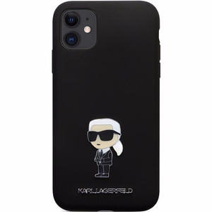 Karl Lagerfeld Suojakuori iPhone 11:lle KLHCN61SMHKNPK musta HC Silikoninen Ikonik Metal Pin
