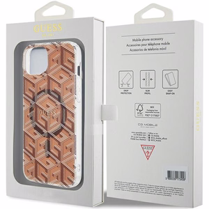 Guess IML GCube MagSafe Suojakuori iPhone 15 Plus / 14 Plus:lle - ruskea