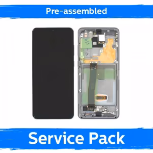 LCD Display Compatible with Samsung G988 S20 Ultra with frame / cosmic black / (Pre-assembled Service Pack)