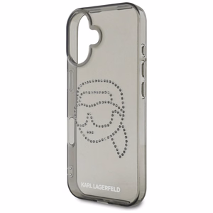 Karl Lagerfeld IML Rhinestones Karl Head suojakuori iPhone 16:lle - musta