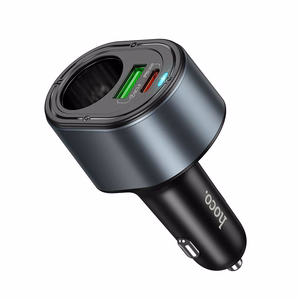 Autolaturi Hoco USB A + USB C + tupakansytytintulppa PD QC3.0 3A 35W Z56 musta