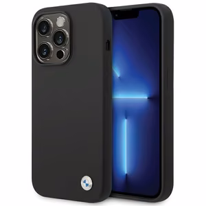 BMW Silikoninen Metal Logo iPhone 15 Pro Max Suojakuori - musta