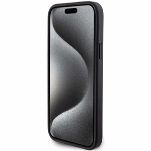 Karl Lagerfeld Saffiano Cardslot Karl&Choupette Metal Pin suojakuori iPhone 15:lle - musta
