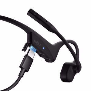 SHOKZ OpenComm2 2025 langattomat Bluetooth-luunjohtokuulokkeet videokokouksiin USB-C-latauksella, melunvaimentavalla mikrofonilla, musta