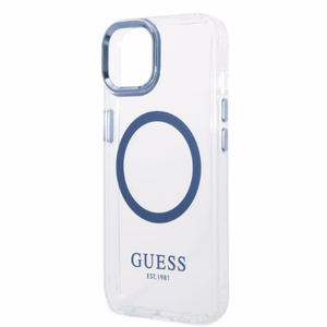 Guess Metal Outline MagSafe suojakuori iPhone 14 Plus:lle - sininen