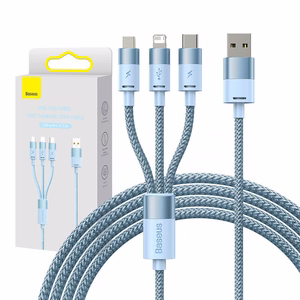 Baseus StarSpeed 3in1 USB kaapeli USB-C Micro Lightning 3.5A 1.2m (sininen)