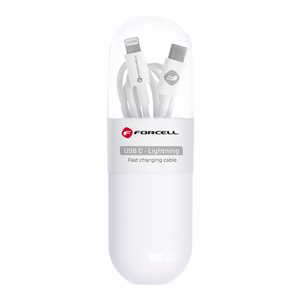 Kaapeli USB C - Lightning Forcell F-Energy PD 27W Tube 1 m C291 valkoinen