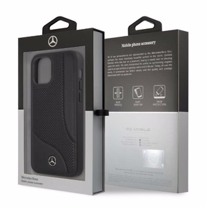Mercedes Nahka rei'itetty alue Kotelo iPhone 12 Pro Max - musta