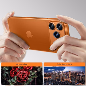 Karkaistu lasi Tel Protect 95% AR+AF, täysmetallinen kamerasuoja iPhone 17 Pro -kameralle, oranssi (kamerasaareke)