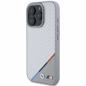 BMW M Carbon Tricolor Line MagSafe Suojakuori iPhone 16 Pro:lle - harmaa