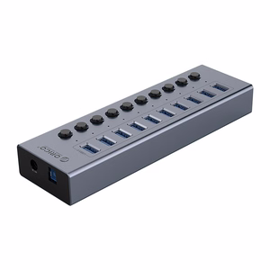 Orico BT2U3-10AB 10x USB-A 3.0 -keskitin kytkimillä - harmaa