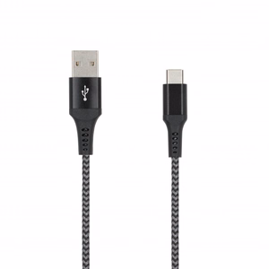 SEEK TOTI USB-A – Type-C, 2 m punottu kaapeli 2A, musta/Space grey