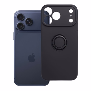 Silikoninen Ring-suojakuori mallille iPhone 17 Pro Max / 18 Pro Max – musta