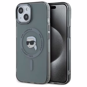 Karl Lagerfeld KLHMP15SHLSKIK iPhone 15 6.1" musta/musta kovakuori IML Metal Karl Head MagSafe