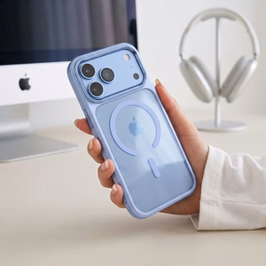 Tech-Protect Magmat MagSafe CC -suojakuori laitteelle iPhone 17 Pro / 18 Pro – läpinäkyvä vaaleansininen