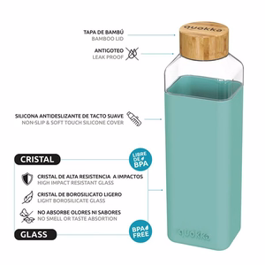Quokka Storm lasinen juomapullo, 700 ml, sinivihreä