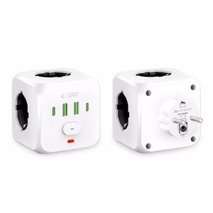 Tech-Protect PCL3x4 Power Strip, 2x USB-A, 2x USB-C, 3x AC Type Schuko - White