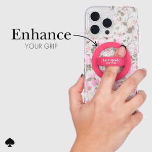 Kate Spade New York Magnetic Loop Grip -magneettinen MagSafe-sormipidike puhelimelle, Pom Pom Pink