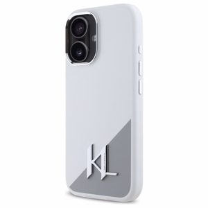 Karl Lagerfeld Silikoninen Initial Metal Logo MagSafe suojakuori iPhone 16:lle - valkoinen