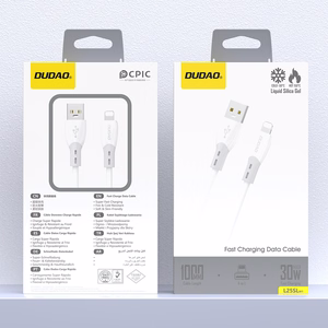 Dudao L25SL 30W USB-A - Lightning -kaapeli pehmeällä silikonisuojalla 1m - valkoinen