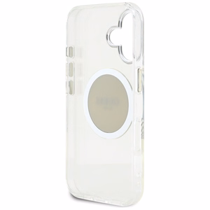 Guess IML Metal Colored Circle Classic Logo MagSafe Suojakuori iPhone 16:lle - harmaa