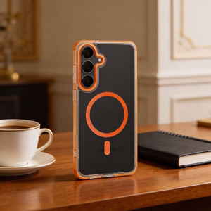 Case for Samsung A36 Frame Clear Hybrid Mag Cover compatible with MagSafe hermes orange