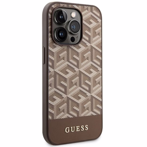 Guess GUHMP14LHGCFSEW iPhone 14 Pro 6.1 ruskea/ruskea suojakuori GCube Stripes MagSafe