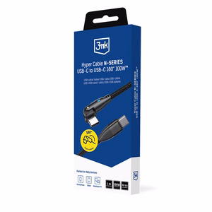 3mk Hyper Cable N-SERIES USB-C / USB-C 1m PD 3.0 QC 3.0 20V / 5A 100W - musta