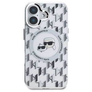 Karl Lagerfeld IML Monogram Karl ja Choupette Head MagSafe iPhone 16 Suojakuori - Kirkas