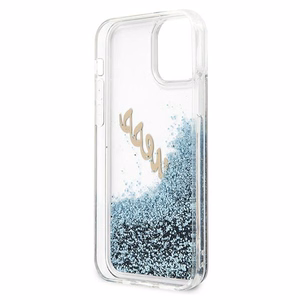 Guess GUHCP12SGLVSBL iPhone 12 mini 5.4" sininen/sininen kovakotelo Glitter Vintage Script Glitter Vintage Script