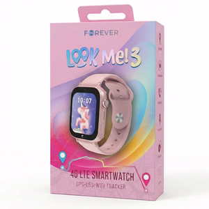 Lasten älykello Forever Smartwatch GPS WiFi 4G Kids Look Me! 3 KW-520 vaaleanpunainen
