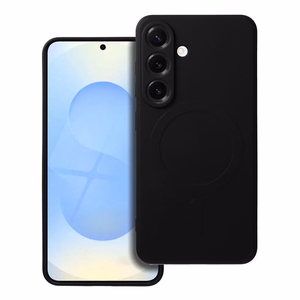 Silikoninen Mag Cover Samsung S25:lle yhteensopiva MagSafen kanssa musta