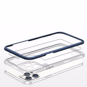 Kirkas 3in1 tapauksessa iPhone 12 Pro Max sininen kehys geeli kansi