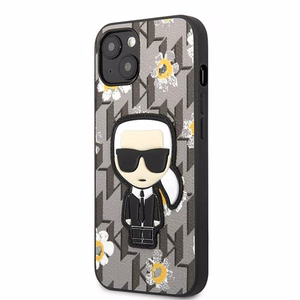 Karl Lagerfeld Flower Ikonik Karl suojakuori iPhone 13 minille - harmaa