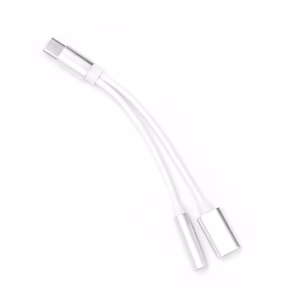 Sovitin AUX 2in1 Type C (uros) - Type C (naaras) / Jack 3,5 mm (naaras) valkoinen