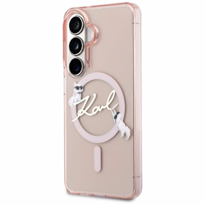 Karl Lagerfeld suojakuori IML KC Script MagSafe Samsung Galaxy S26:lle pinkki