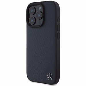Mercedes MB Wood Imitation Nahkainen MagSafe Suojakuori iPhone 16 Pro Max:lle - Laivastonsininen