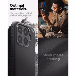 Spigen Rugged Armor -suojakuori Xiaomi 17T:lle, mattamusta