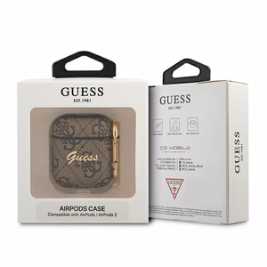 Guess GUA24GSMW AirPodsin suojus ruskea / ruskea 4G Script Metal Collection -mallisto