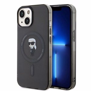 Karl Lagerfeld suojakuori iPhone 15 6,1 KLHMP15SHFCKNOK musta kovakuori IML Ikonik MagSafe