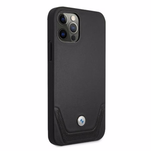 BMW Nahkainen rei'itetty kotelo iPhone 12 Pro Max - musta