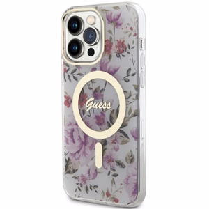Guess GUHMP14XHCFWST iPhone 14 Pro Max 6.7 läpinäkyvä suojakuori Flower MagSafe