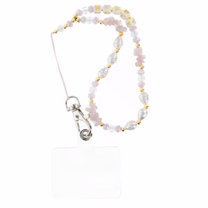 HAPPY Phone lanyard, Phone pendant / cord length 44cm (22cm in the loop) / on hand - light pink