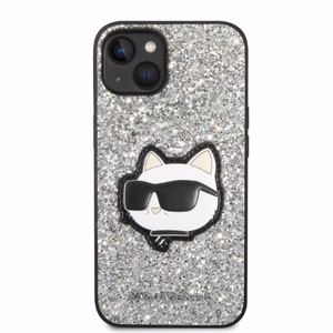 Karl Lagerfeld KLHCP14SG2CPS iPhone 14 6.1" hopeinen/hopeinen kovakuori Glitter Choupette Patch