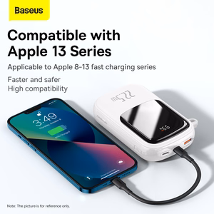 Baseus Power Bank 20000mAh Qpow Pro - USB + C-tyyppi - PD 22,5W C-tyypin kaapelilla (PPQD060302) valkoinen