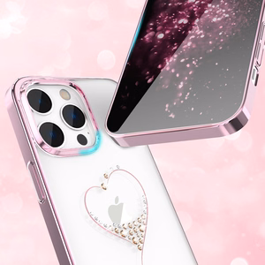 Silikonikotelo, jossa Swarovski-kristallit Kingxbar Wish Series iPhone 14 Plus - vaaleanpunainen