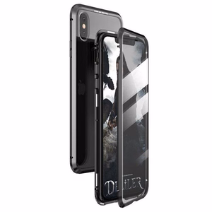 Wozinsky Full Magnetic Case Full Body etu- ja takakuori sisäänrakennettu lasi Vivo X60 musta läpinäkyvä musta läpinäkyvä